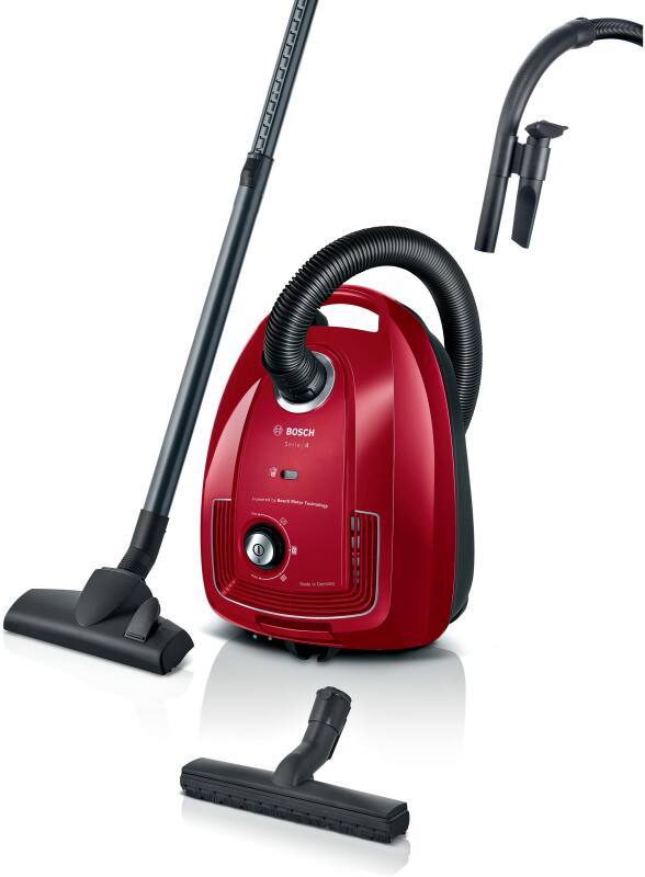 Bosch Serie 4, BGD38RD1H, Staubsauger mit Beutel, Deep red injection